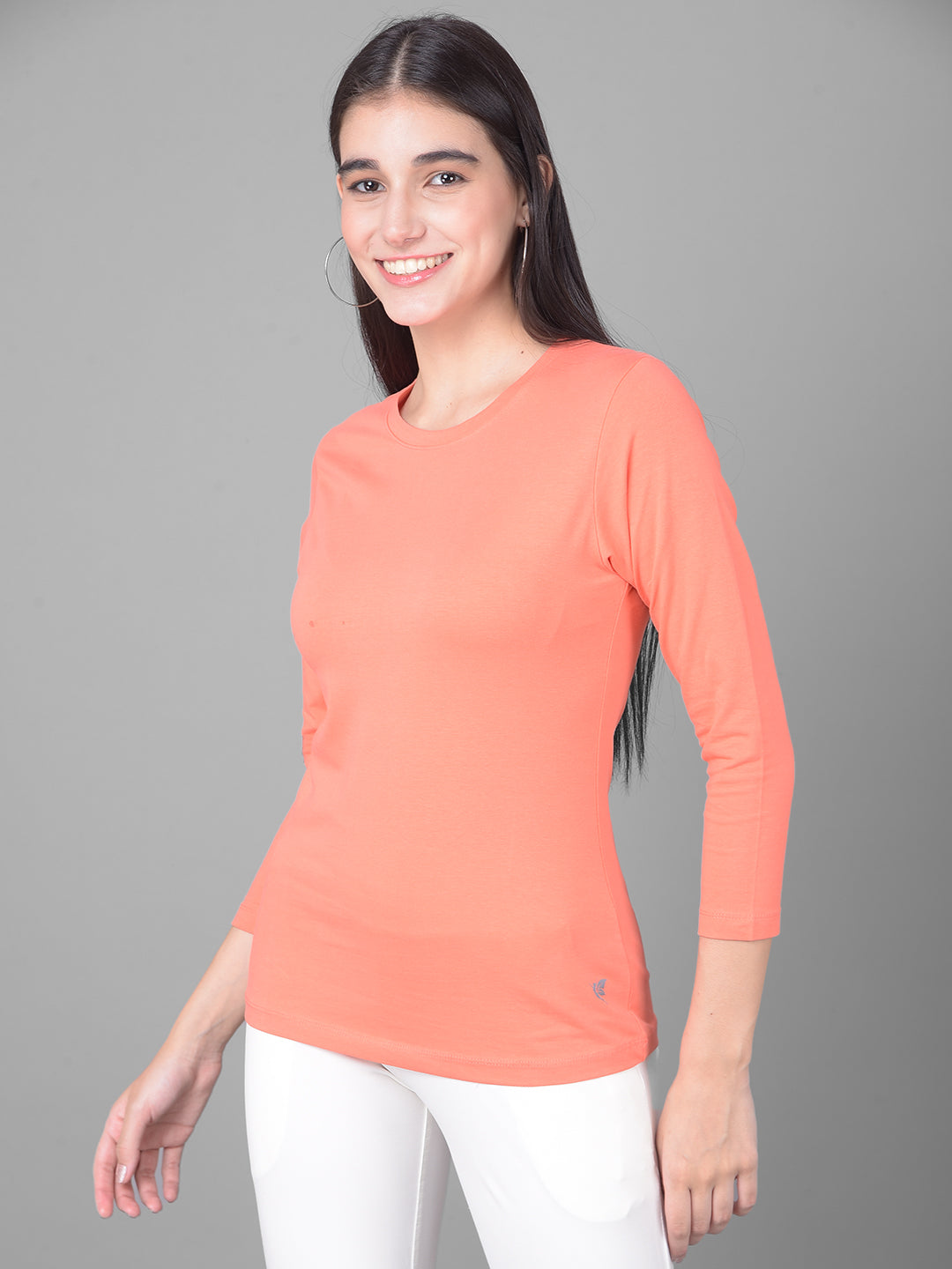 Comfort Lady Regular Fit Round Neck Plain Full Sleeve T-Shirt pack of 2