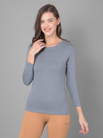 Comfort Lady Regular Fit Round Neck Plain Full Sleeve T-Shirt