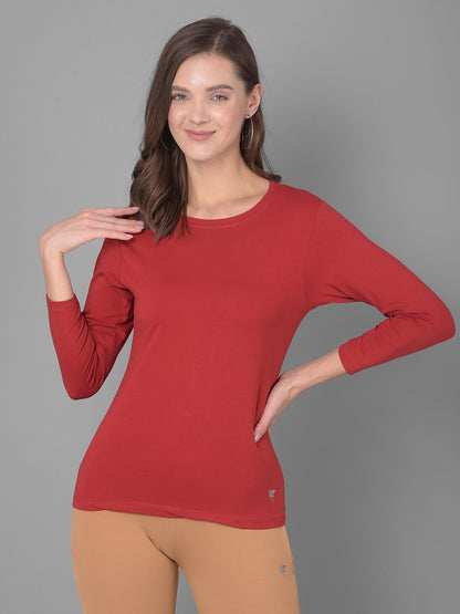 Comfort Lady Regular Fit Round Neck Plain Full Sleeve T-Shirt pack of 2