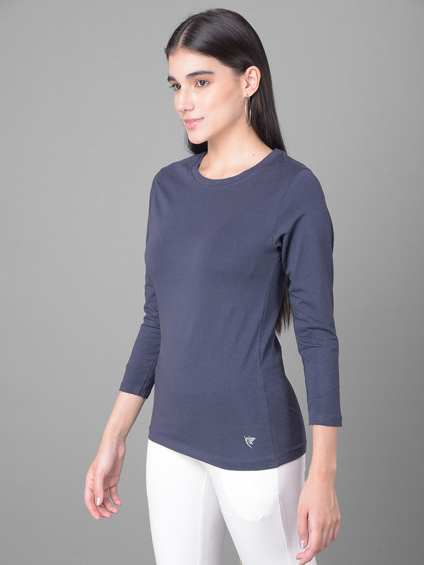 Comfort Lady Regular Fit Round Neck Plain Full Sleeve T-Shirt