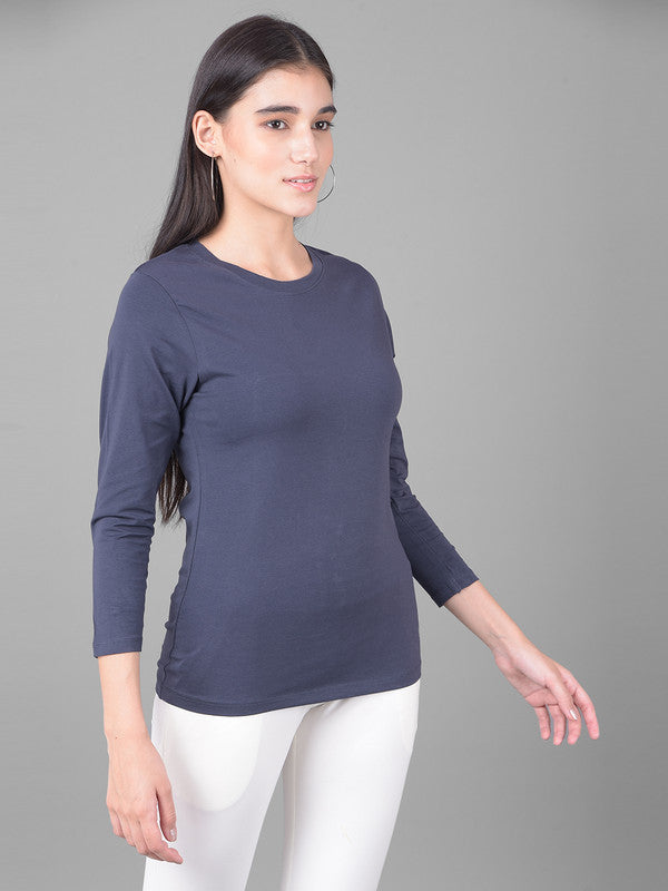 Comfort Lady Regular Fit Round Neck Plain Full Sleeve T-Shirt