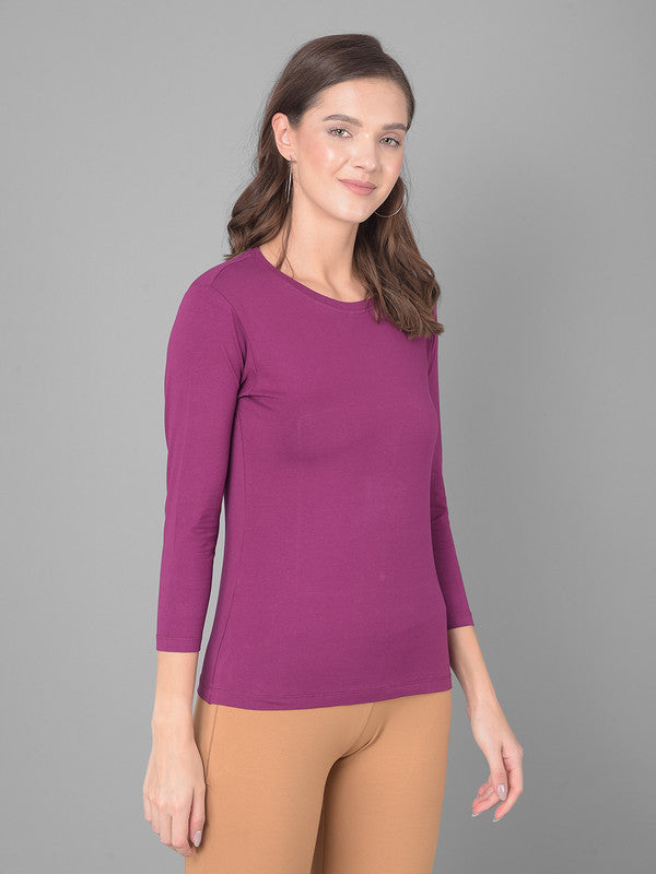 Comfort Lady Regular Fit Round Neck Plain Full Sleeve T-Shirt