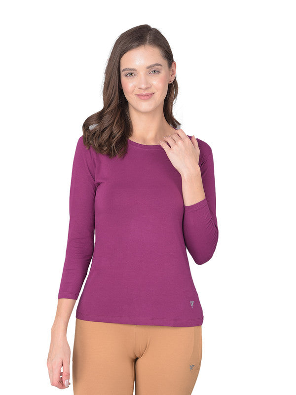 Comfort Lady Regular Fit Round Neck Plain Full Sleeve T-Shirt